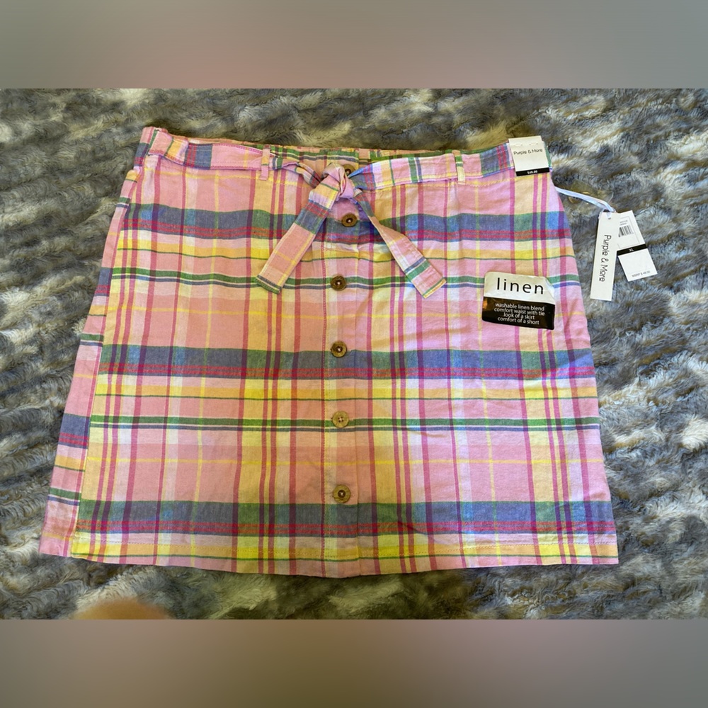 Purple & More brand, size XL, new with tags, cute, bright linen blend sk…